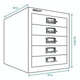 Bisley 5-Drawer Desktop MultiDrawer, Measurements