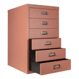 Bisley A3 6-Drawer MultiDrawer Steel Cabinet, Angled with Drawers pulled out