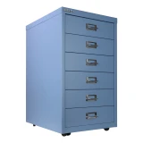 Bisley A3 Multidrawer Cabinet Caster Base attached to blue cabinet