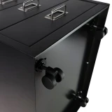 Bisley A3 Multidrawer Cabinet Caster Base on black cabinet, showing underside wheel attachment