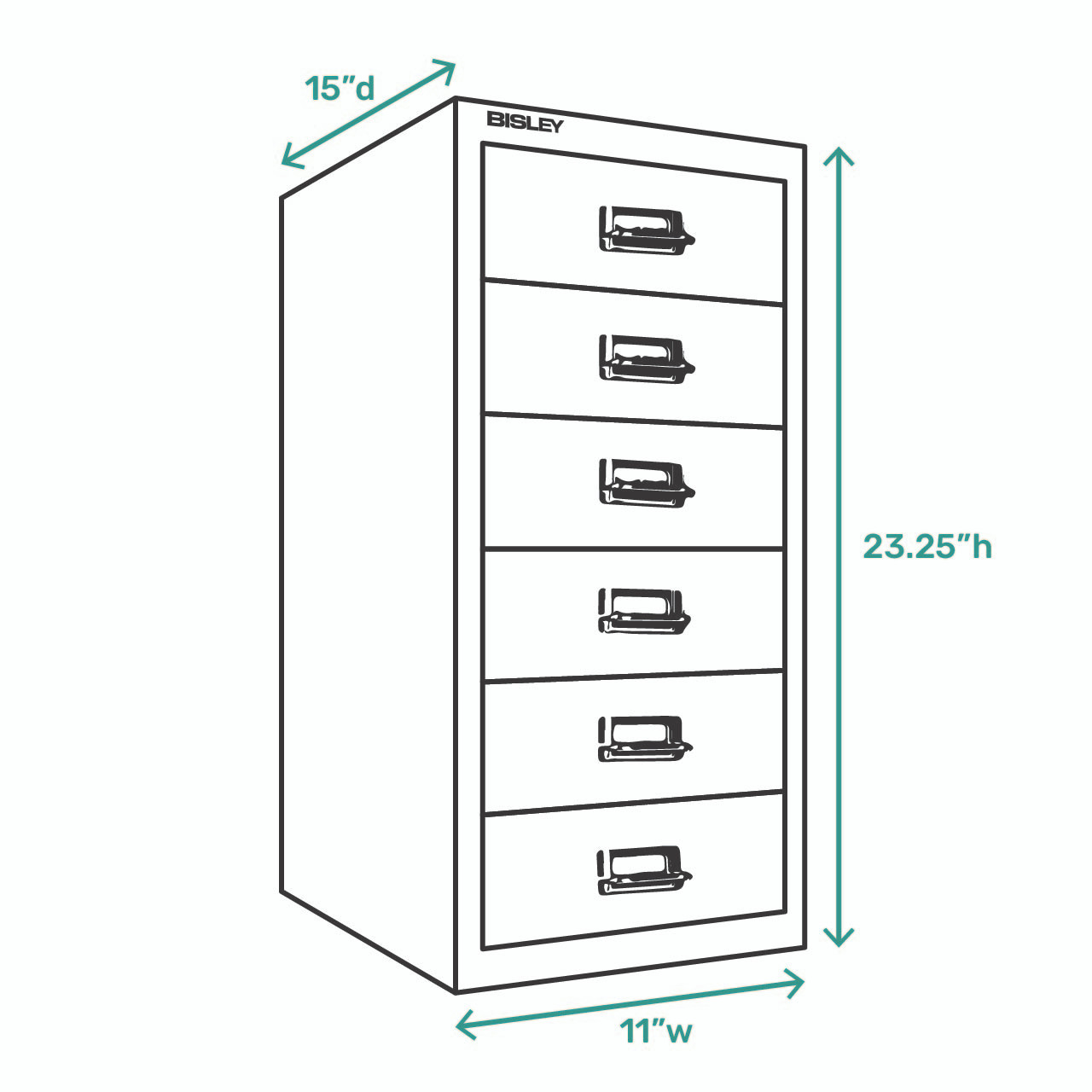Bisley 6Drawer UnderDesk MultiDrawer Steel