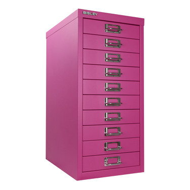 Bisley 5 Drawer Steel Desktop Multidrawer Storage Cabinet, Fuchsia (MD5-FU)