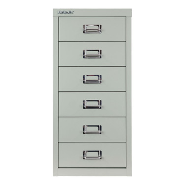 Bisley 6-Drawer Under-Desk MultiDrawer Steel Cabinet, Regent, Front