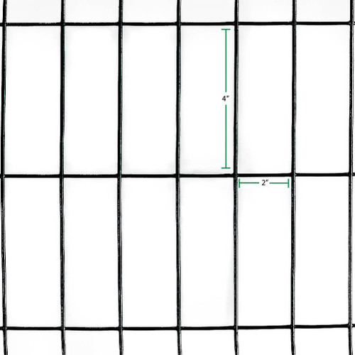 6' x 50' Welded Wire Dog Fence-14 ga. galvanized steel core; 12 ga after Black PVC-Coating, 2" x 4" Mesh