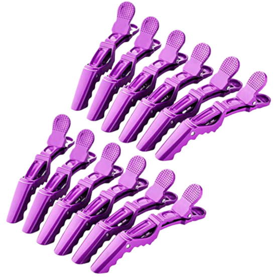 12 PCS Salon Croc Clips Nonslip Grip Alligator Sectioning Hair Styling Clip [Purple]