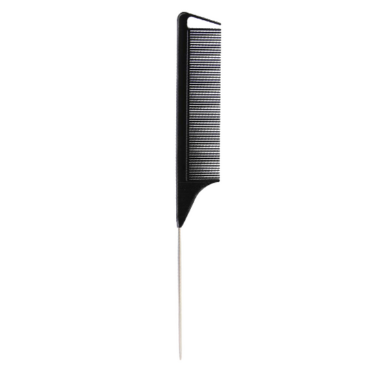 Parting Comb for Braids Rat Tail Styling Comb with Stainless Stele Pintail  [Black]