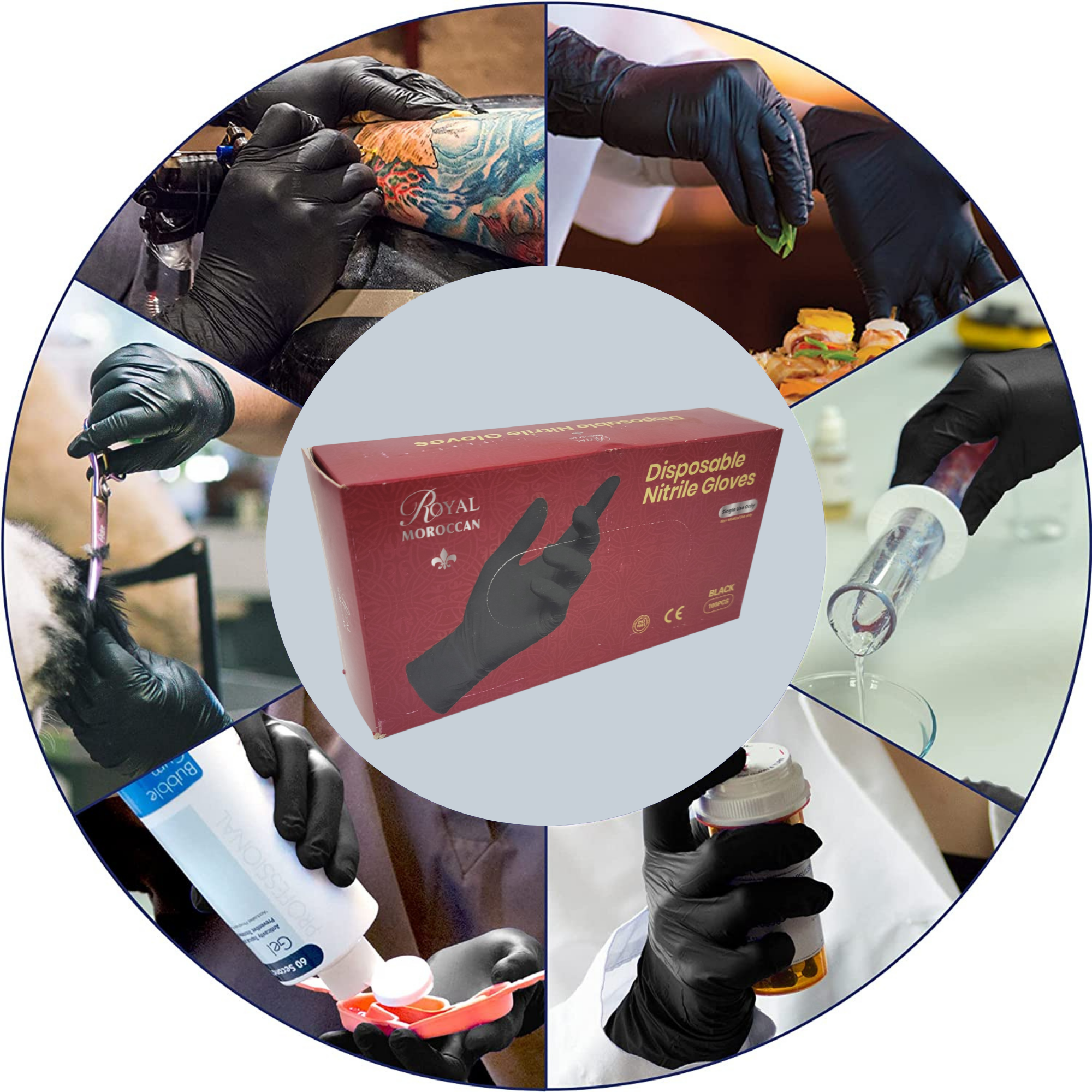 Salon World Safety Black Nitrile Disposable Gants, Maroc