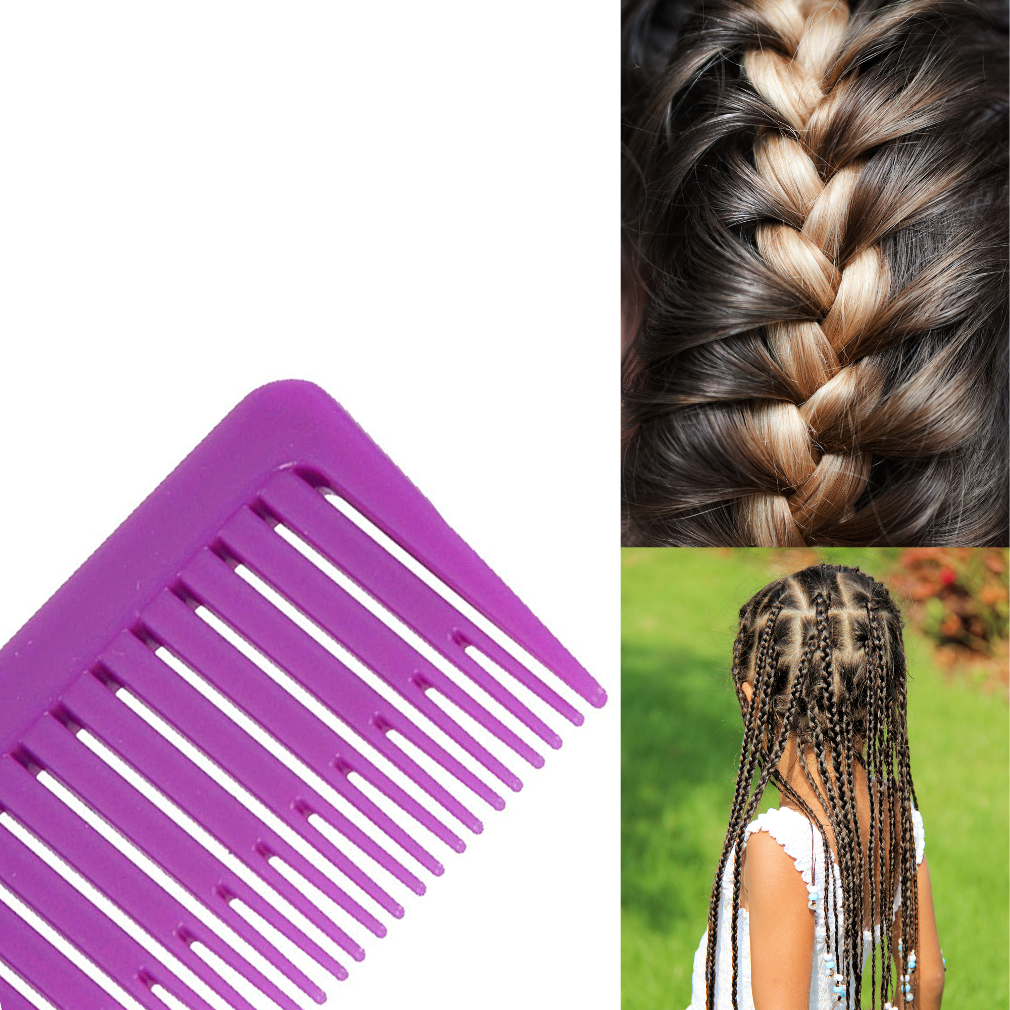 6 PC Purple Rat Tail Styling Comb with Stainless Steel Pintail Braiding  Combs - Blond Forte