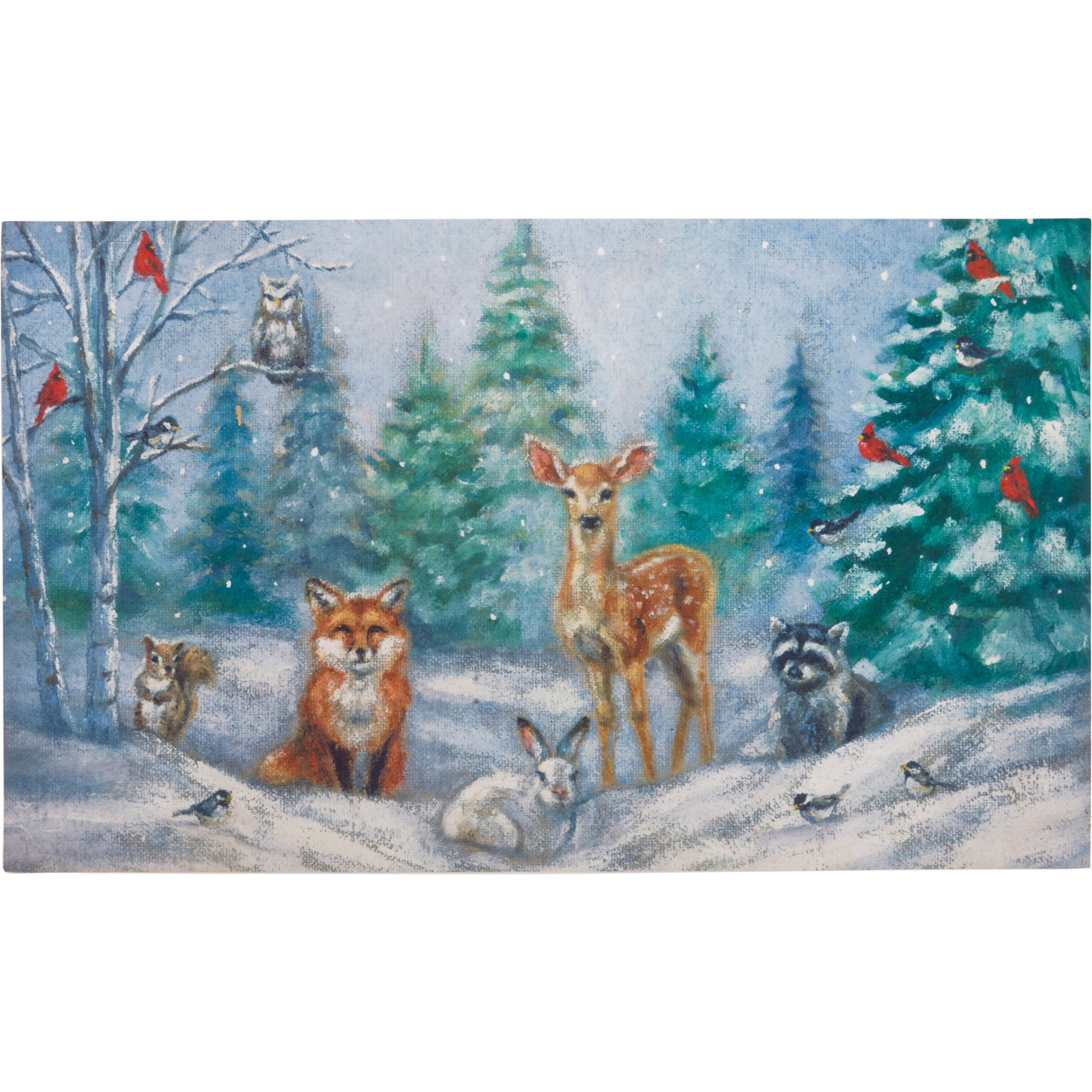 Winter Animals Doormat, Winter Birds and Fox Door Mat