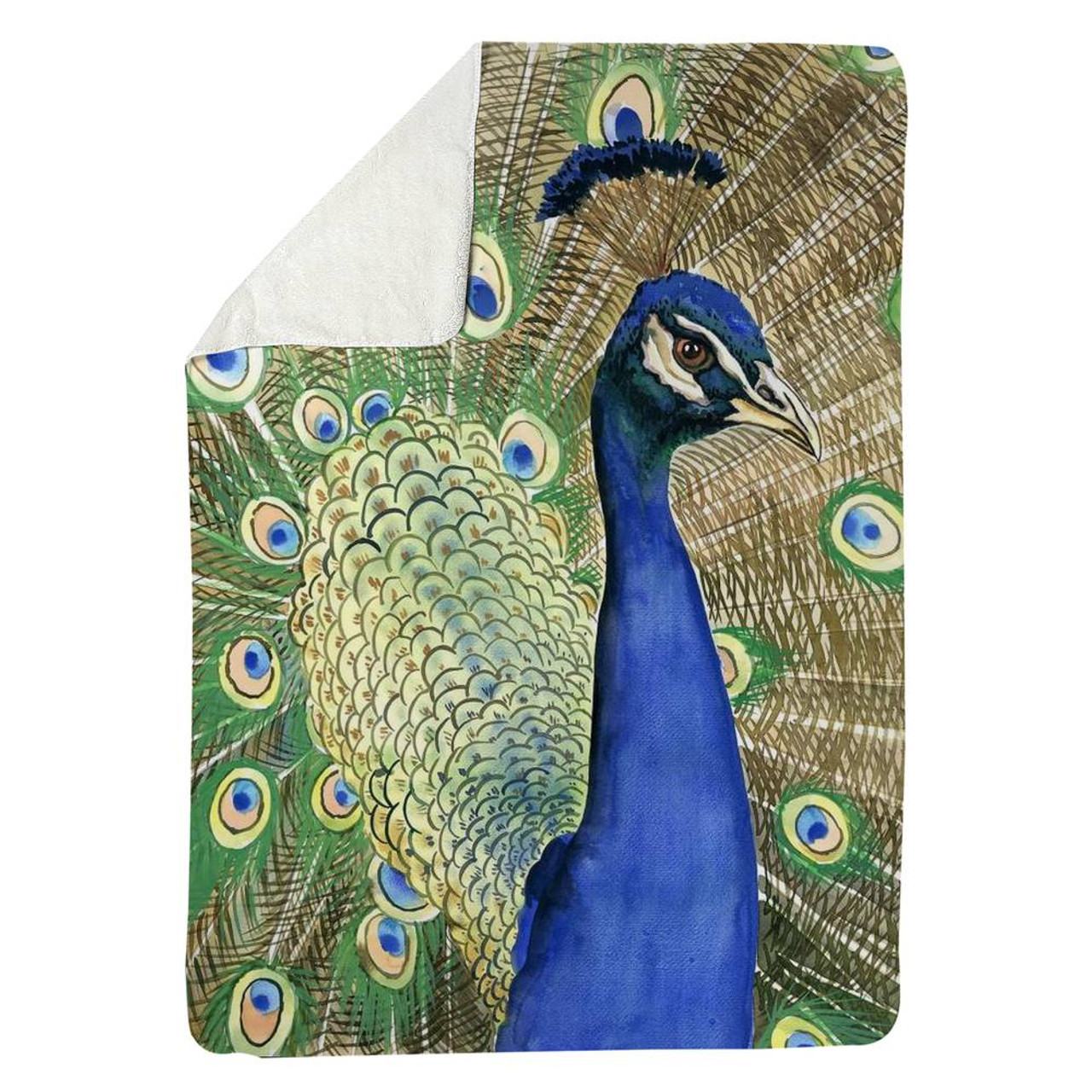 Peacock Feathers Fleece Blanket Animal Decor