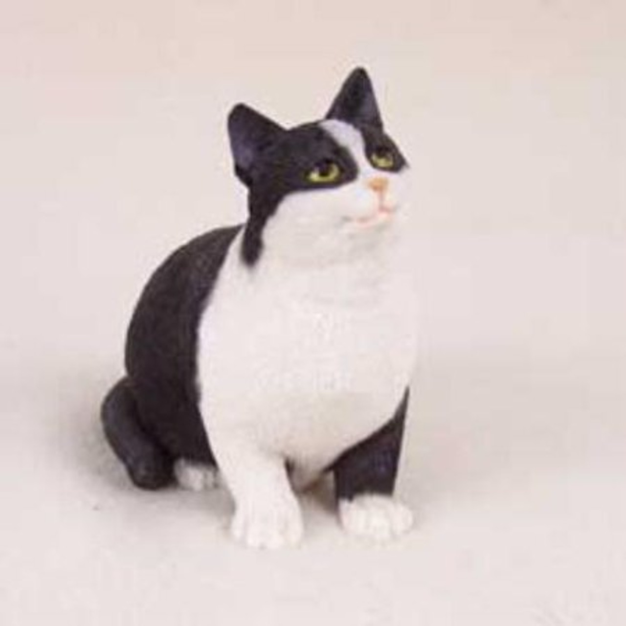 Black & White Tabby Cat Figurine