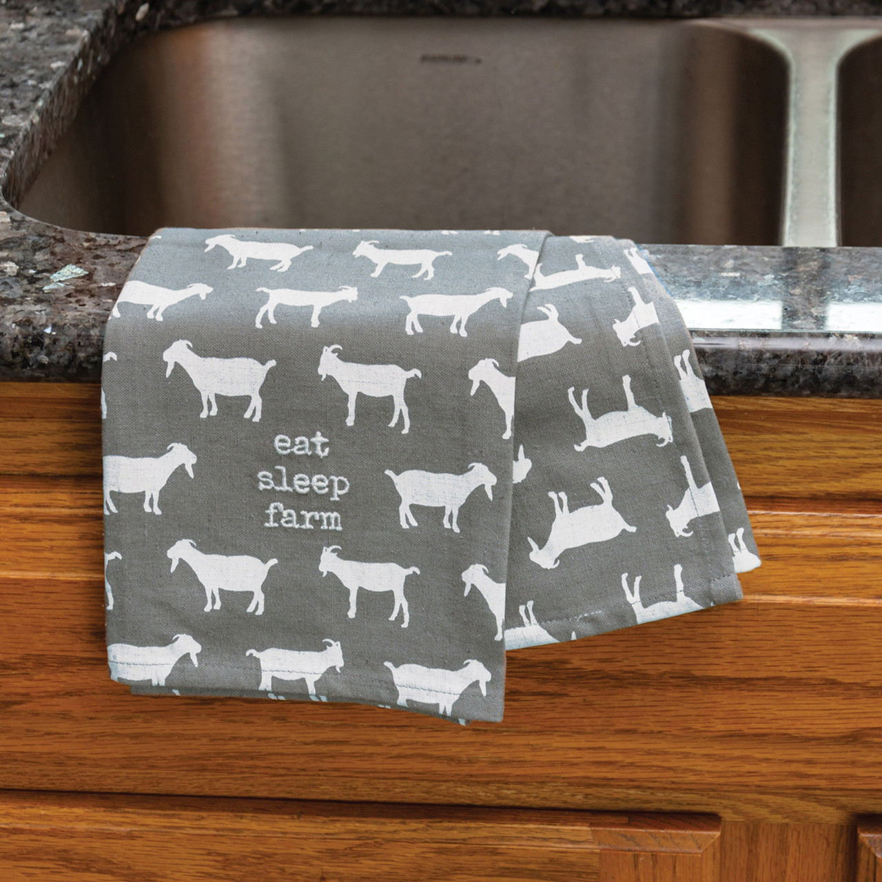 Eat, Sleep, Farm Goat Kitchen Towel Animal Decor