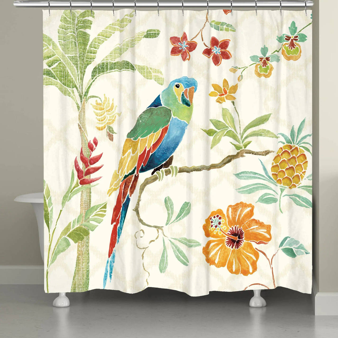 Tropical Macaw Parrot Shower Curtain Animal Decor