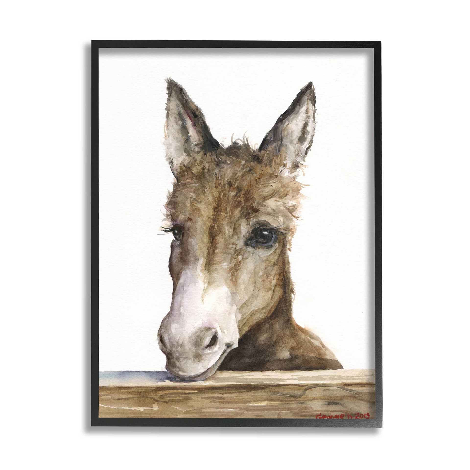 Baby Donkey Framed Art Animal Decor