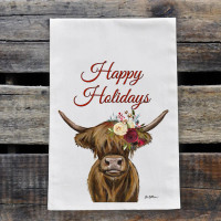 Happy Holidays - Highland Cow Kitchen Towel Happy Holidays - Highland Cow Kitchen Towel