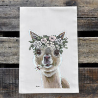 Alpaca w/Holly Boho Flowers Kitchen Towel Alpaca w/Holly Boho Flowers Kitchen Towel
