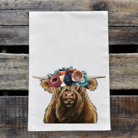 Highland Cow w/Dark Boho Flowers Highland Cow w/Dark Boho Flowers
