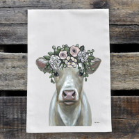 Cow w/Holly Boho Flowers Kitchen Towel Cow w/Holly Boho Flowers Kitchen Towel