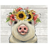 White Pig w/Colorful Sunflowers Art Print White Pig w/Colorful Sunflowers Art Print