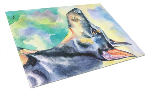 Watercolor Doberman Pinscher Glass Cutting Board