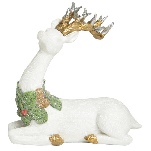 Elegant White Reindeer Figurine - Lying Down Elegant White Reindeer Figurine - Lying Down