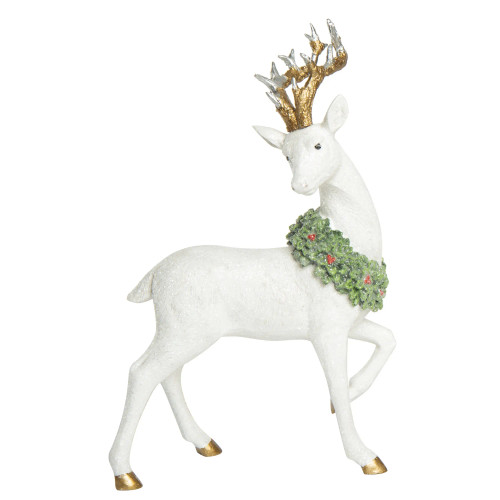 Elegant White Reindeer Figurine - Standing 