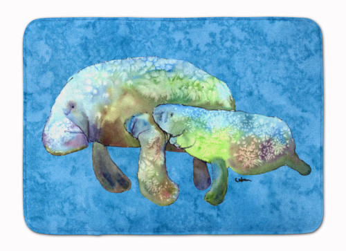 Manatees on Ocean Blue Memory Foam Rug