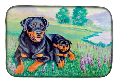 Rottweiler Dog Dish Drying Mat