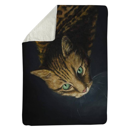 Bengal Cat on Black Throw Blanket