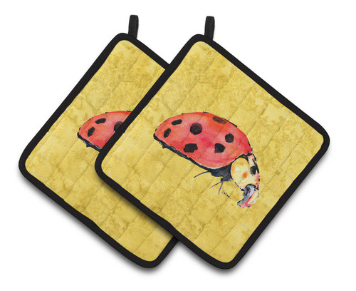 Ladybug on Yellow Potholder - Set of 2