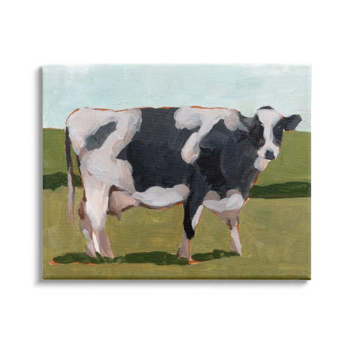 Holstein Cow In Field Canvas Art Print - Right