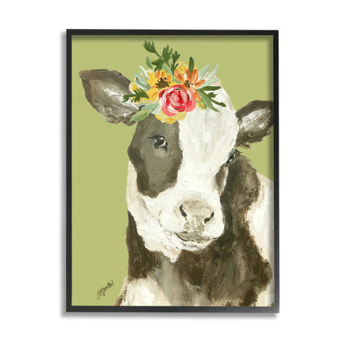 Floral Calf Portrait Framed Art Print