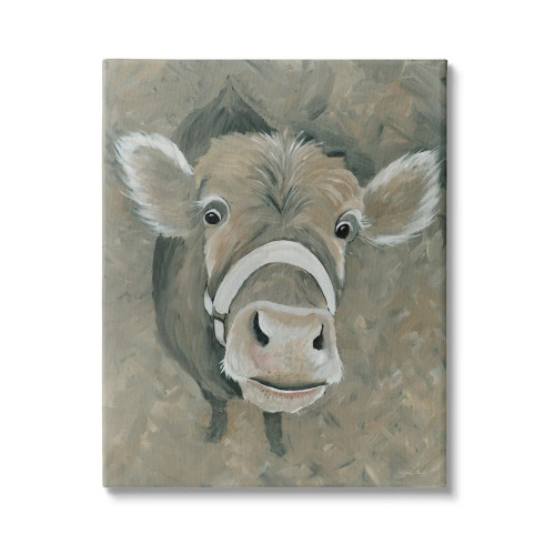 Curious Brown Cow Canvas Art Print