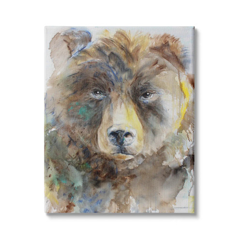 Watercolor Grizzly Bear Canvas Art Print Watercolor Grizzly Bear Canvas Art Print