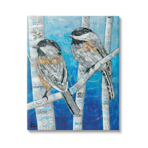Chickadees on Birch Tree Canvas Art Print