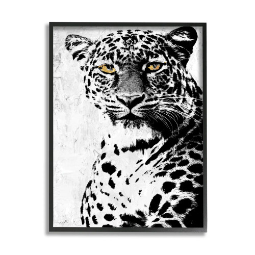 Black & White Leopard Portrait Framed Art Print