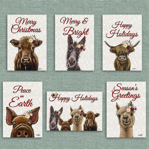 Farm Animal Christmas Cards - Set of 6