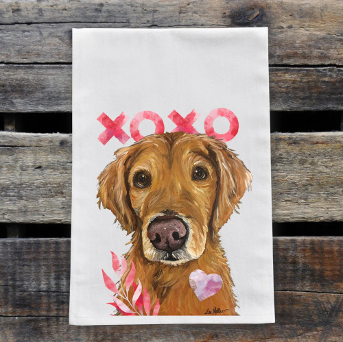 Golden Retriever Valentine Kitchen Towel