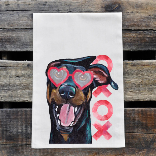 Doberman Valentine Kitchen Towel