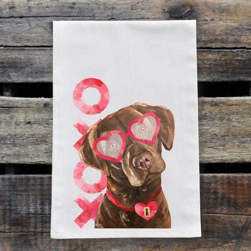 Chocolate Lab Valentine Kitchen Towel