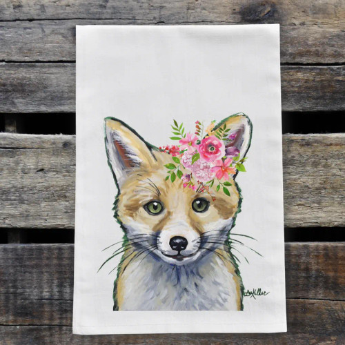 Spring Flower Fox Kitchen Towel