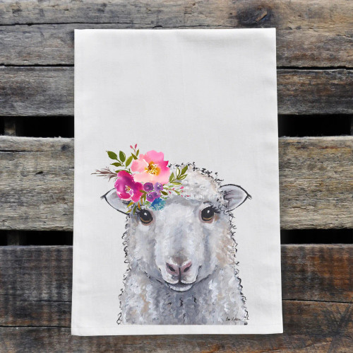 Bright Blooms Sheep Kitchen Towel
