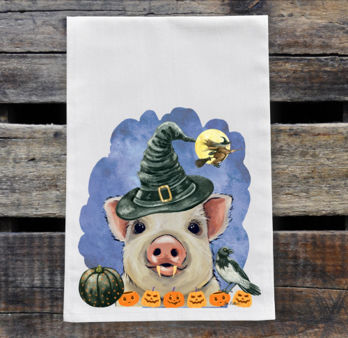 Witch Pig Halloween Kitchen Towel Witch Pig Halloween Kitchen Towel