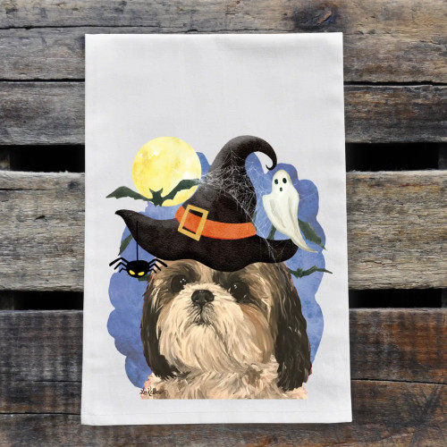 Witch Shih Tzu Halloween Kitchen Towel