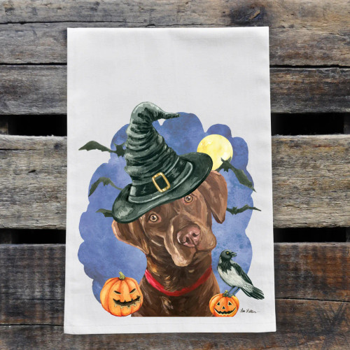 Witch Chocolate Lab Halloween Kitchen Towel