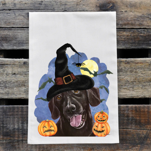 Witch Black Lab Halloween Kitchen Towel