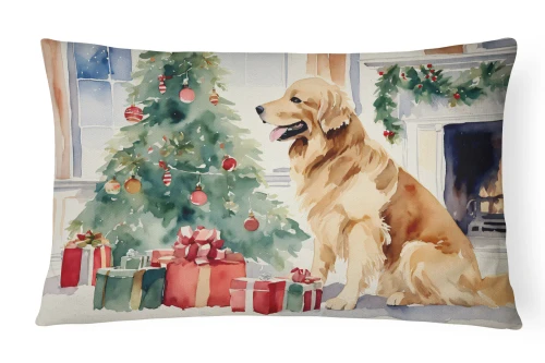 Christmas Golden Retriever Throw Pillow