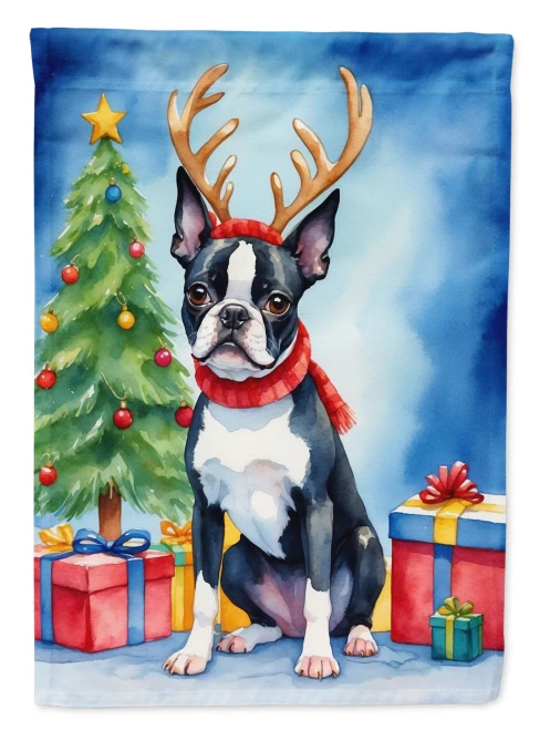 Christmas Boston Terrier Flag