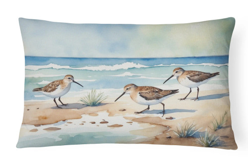 Seaside Sandpipers Throw Pillow - Indoor/Outdoor