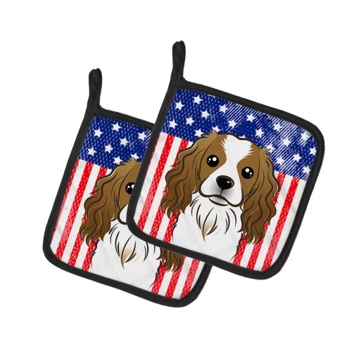 Patriotic Cavalier Spaniel Potholder
